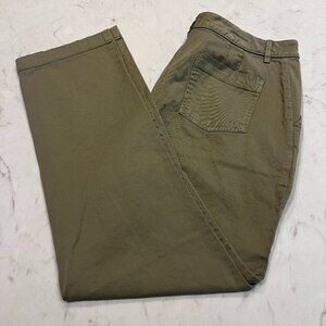 Garnet Hill Pima Cotton Straight Leg Olive Green Pants Womens‎ Size 12